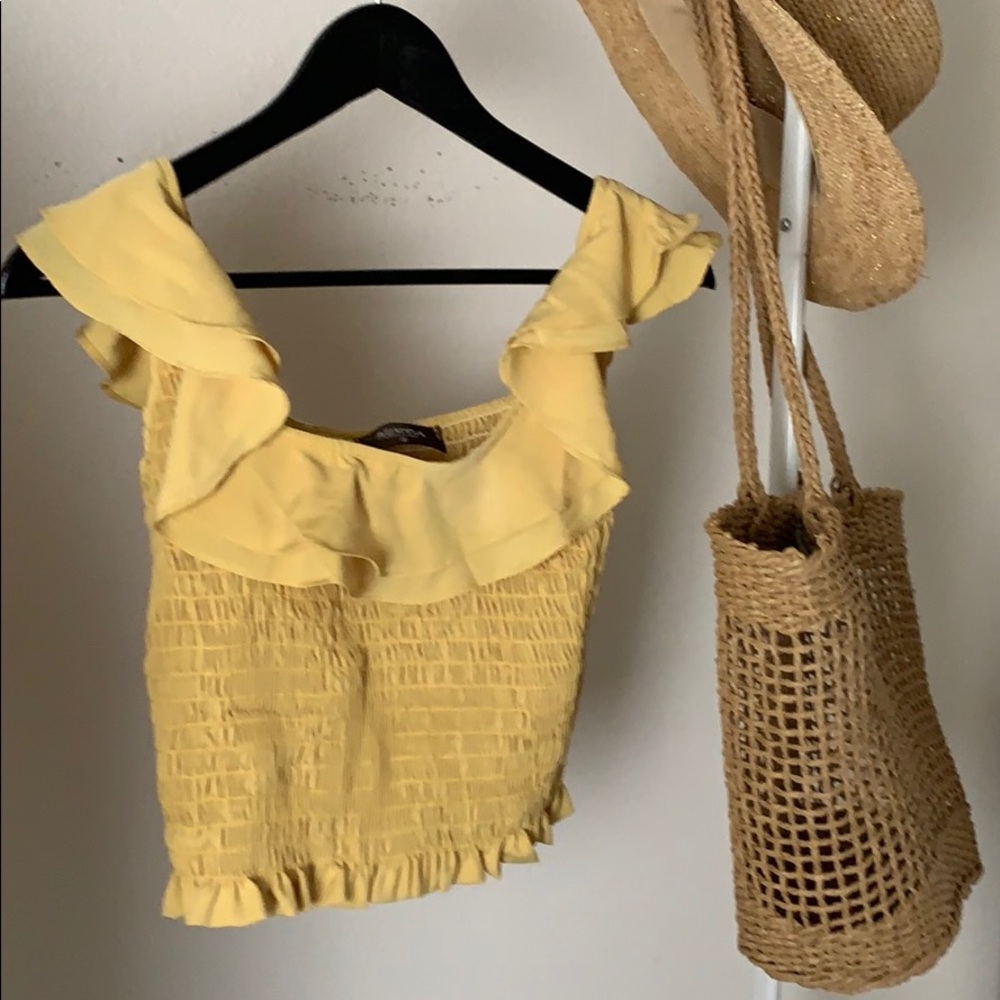 Yellow Ruffle Crop Top